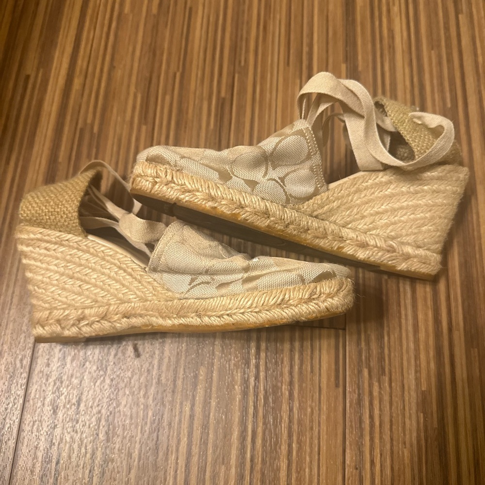 Coach Espadrille Wedges Beige / Cream  - 7